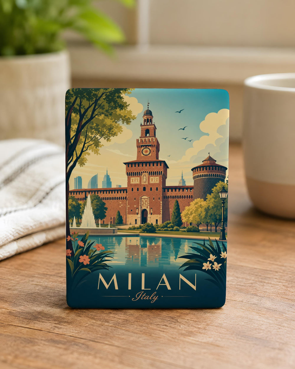 Sforza Castle Fridge Magnet, Milan Italy Landmark Souvenir Magnet, Castello Sforzesco Travel Gift Magnet
