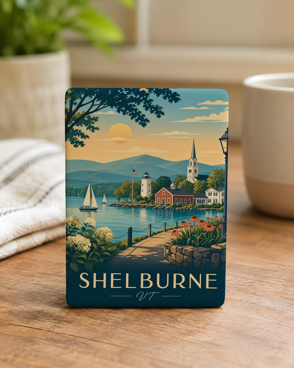 Shelburne VT Fridge Magnet, Shelburne Vermont Souvenir Magnet, Lake Champlain Travel Keepsake Magnet, Vermont Gift