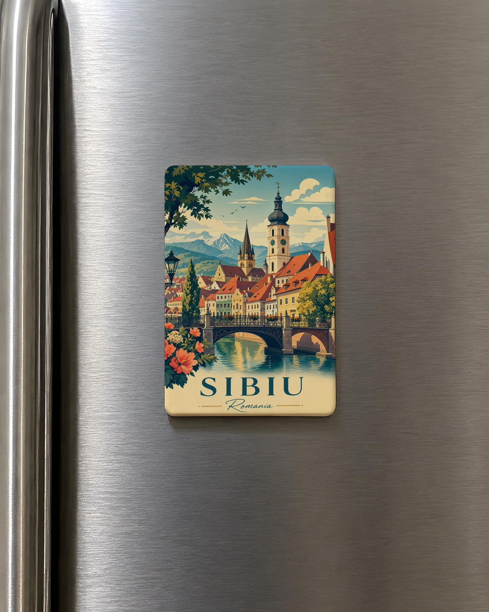 Sibiu Romania Fridge Magnet, Transylvania Travel Souvenir, Sibiu City Landmark Keepsake Magnet, Romania Gift for Travelers