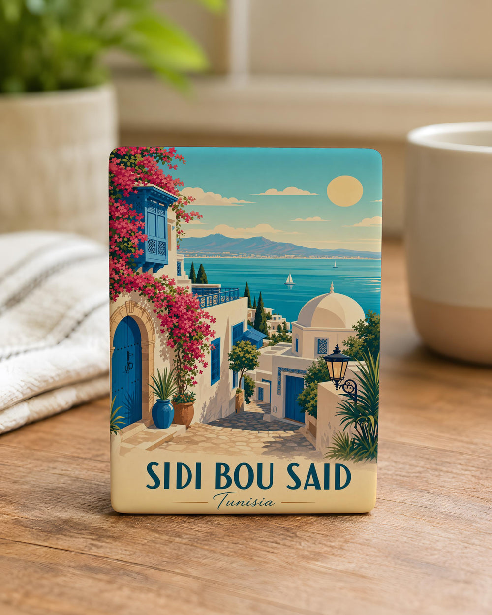 Sidi Bou Said Tunisia Fridge Magnet, Sidi Bou Said Village Travel Souvenir Magnet, Tunisia Destination Keepsake Magnet