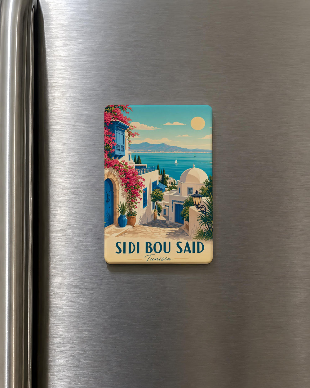 Sidi Bou Said Tunisia Fridge Magnet, Sidi Bou Said Village Travel Souvenir Magnet, Tunisia Destination Keepsake Magnet