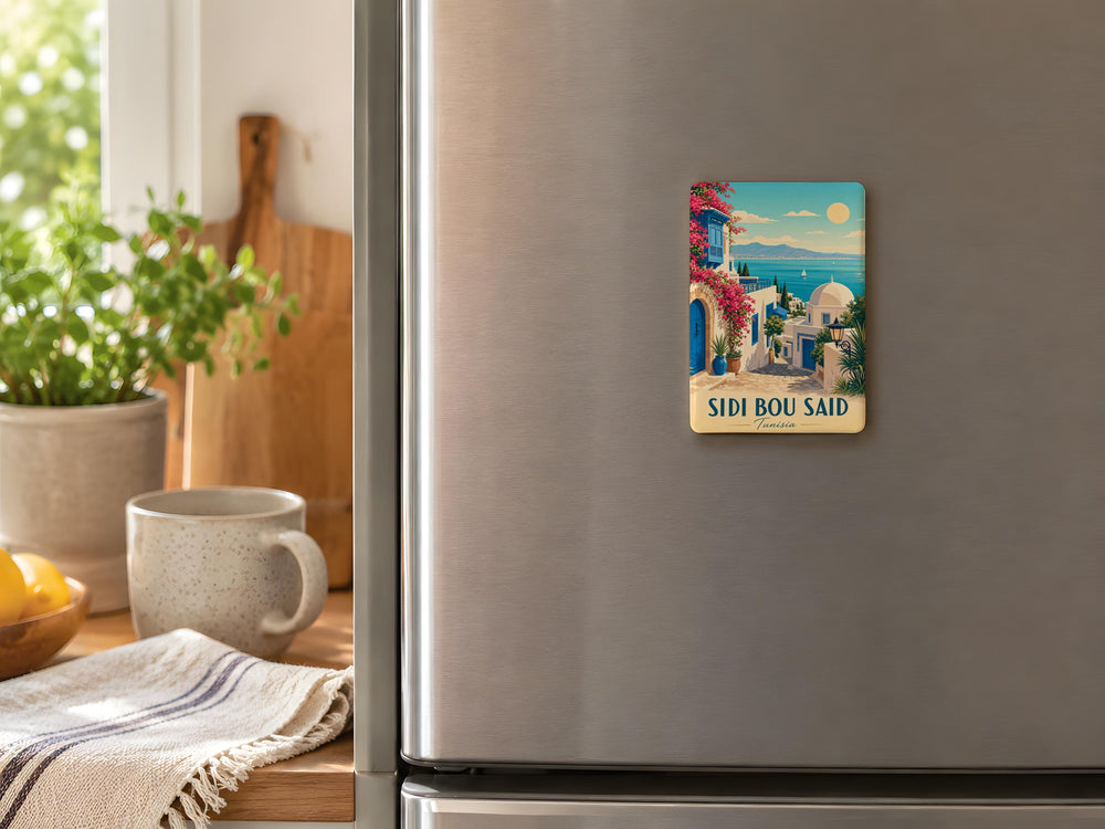Sidi Bou Said Tunisia Fridge Magnet, Sidi Bou Said Village Travel Souvenir Magnet, Tunisia Destination Keepsake Magnet