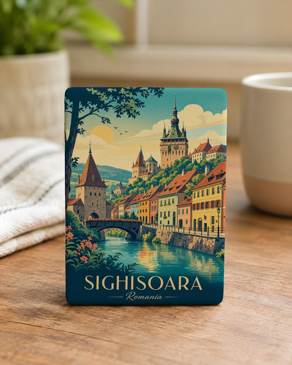 Sighisoara Romania Fridge Magnet, Sighisoara Old Town Travel Souvenir Magnet, Medieval Citadel Landmark Magnet