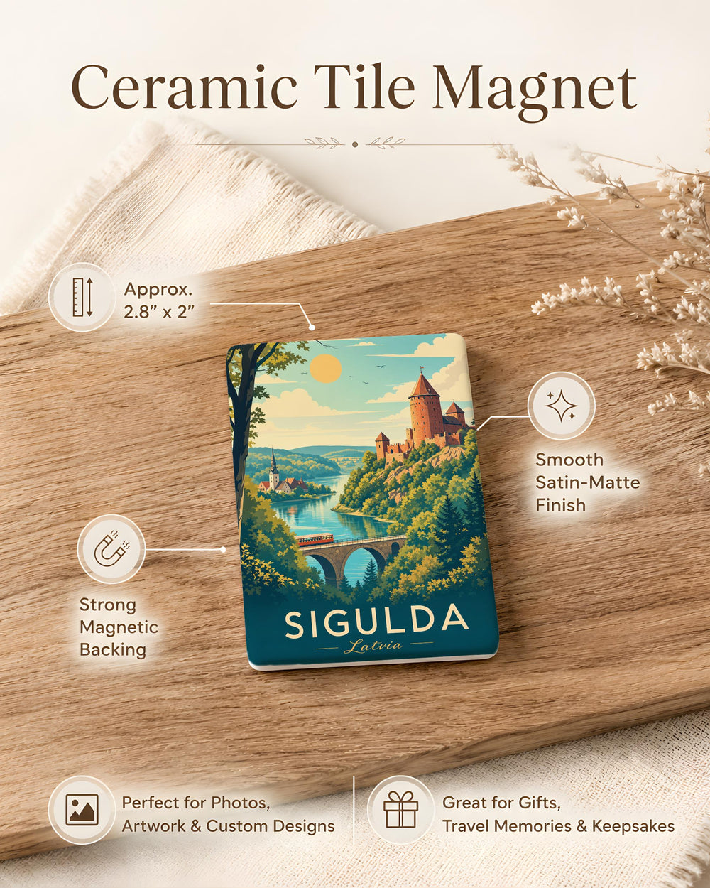 Sigulda Latvia Fridge Magnet, Sigulda Souvenir Magnet, Latvia Travel Gift, Baltic Country Keepsake, Sigulda Landmark Magnet