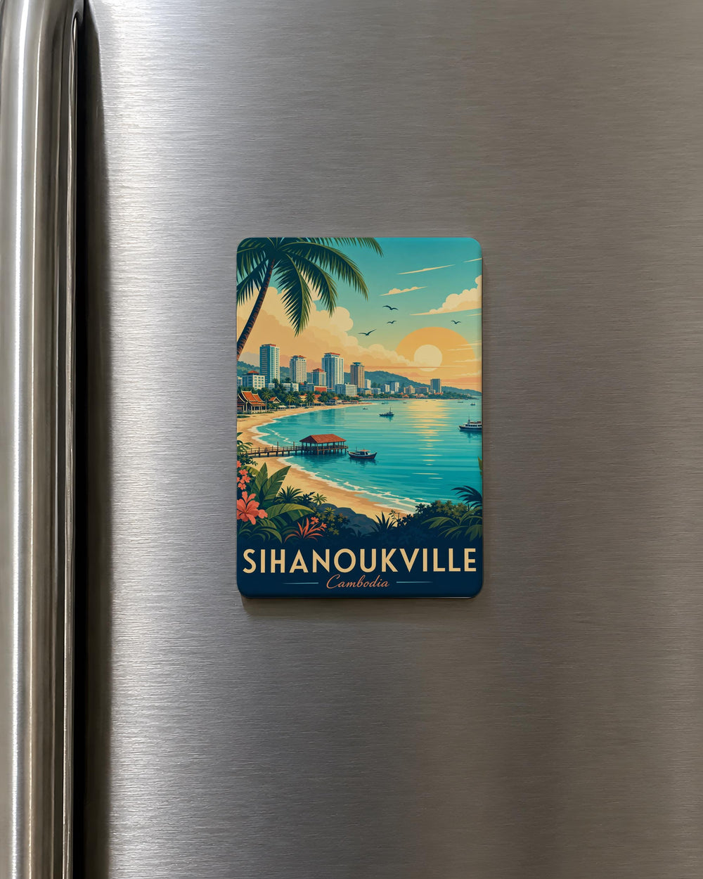 Sihanoukville Cambodia Fridge Magnet, Sihanoukville Souvenir Magnet, Cambodia Travel Gift, Coastal City Keepsake Magnet