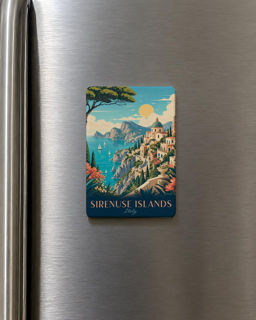 Sirenuse Islands Fridge Magnet, Li Galli Italy Coastal Island Souvenir Magnet, Mediterranean Sea Travel Keepsake Magnet