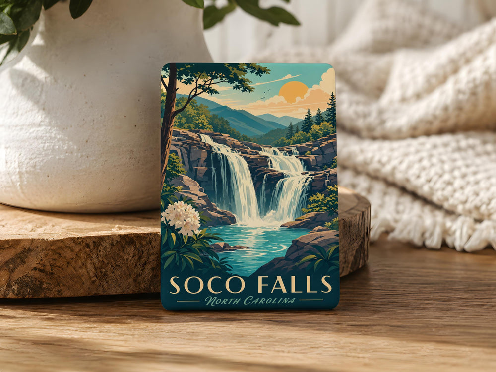 Soco Falls Waterfall Fridge Magnet, Great Smoky Mountains Nature Souvenir Magnet, North Carolina Hiking Travel Gift