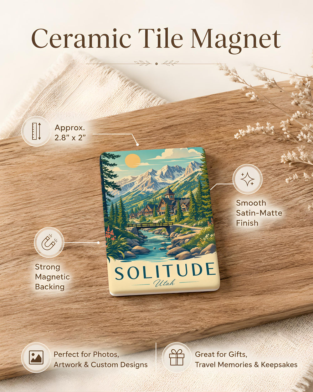 Solitude Utah Fridge Magnet, Solitude UT Souvenir Magnet, Utah Mountain Town Travel Keepsake Magnet, Ski Resort Gift Magnet