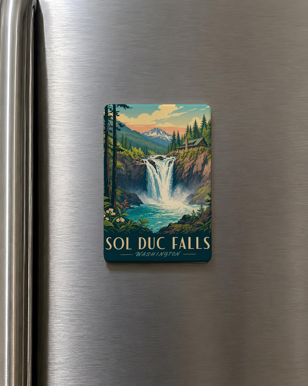 Sol Duc Falls Fridge Magnet, Olympic National Park Waterfall Souvenir Magnet, Washington Nature Travel Keepsake