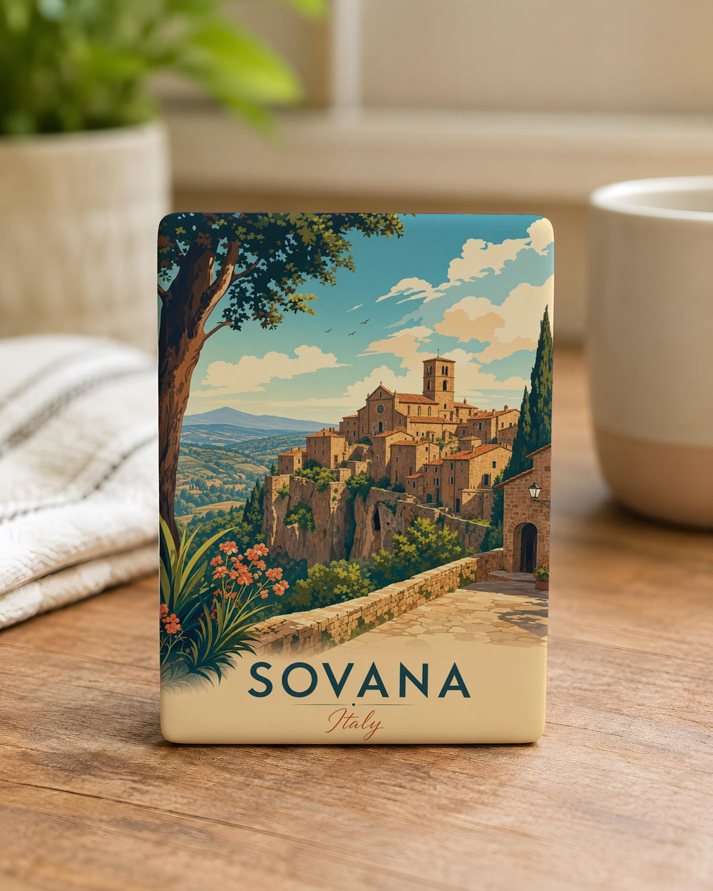 Sovana Italy Fridge Magnet, Sovana Tuscany Travel Souvenir, Italian Village Landmark Keepsake Magnet
