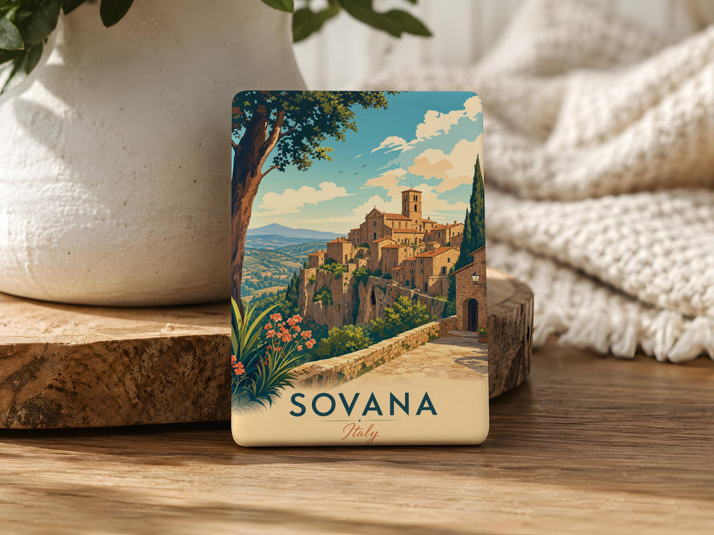 Sovana Italy Fridge Magnet, Sovana Tuscany Travel Souvenir, Italian Village Landmark Keepsake Magnet
