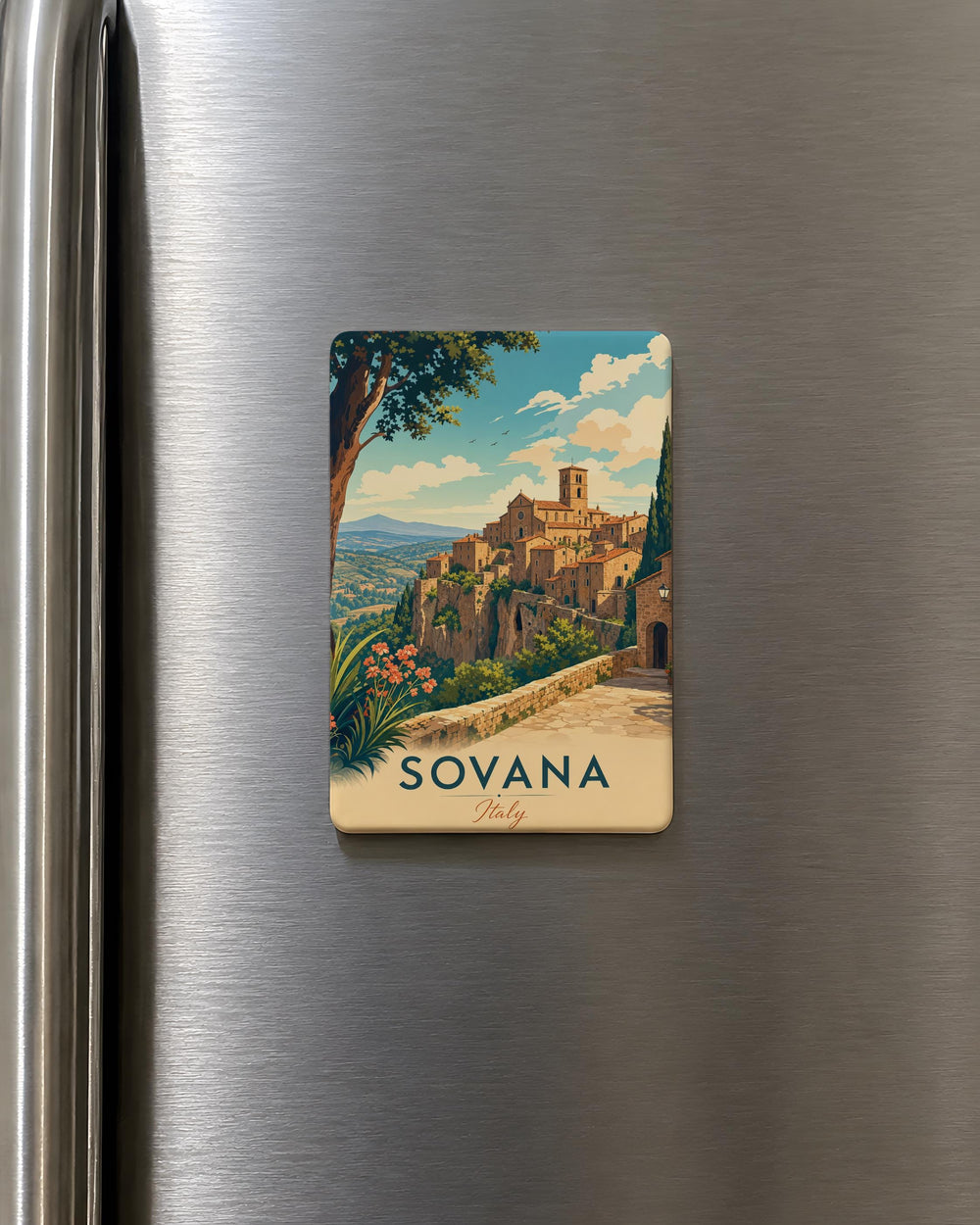 Sovana Italy Fridge Magnet, Sovana Tuscany Travel Souvenir, Italian Village Landmark Keepsake Magnet