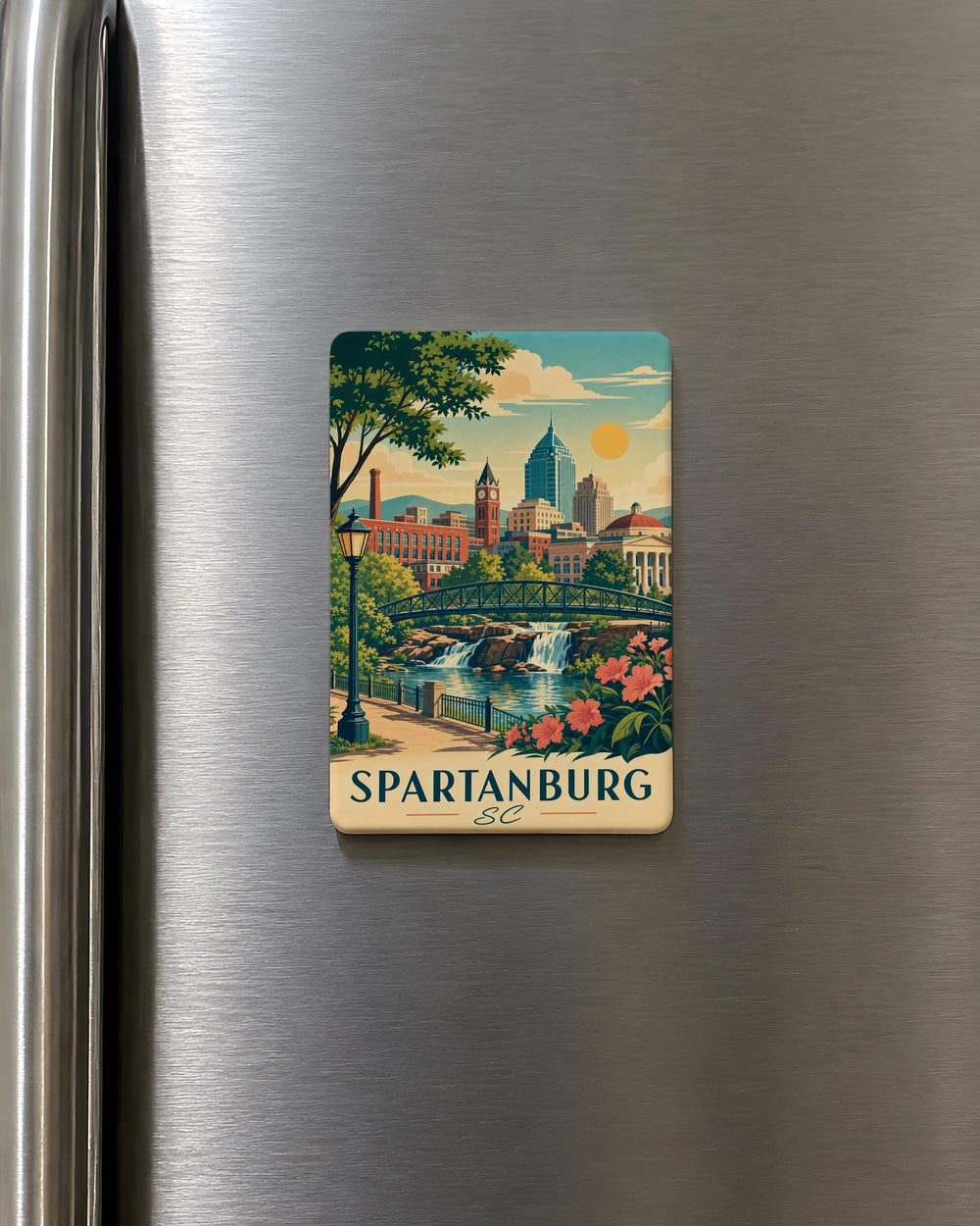 Spartanburg SC Fridge Magnet, Spartanburg South Carolina Souvenir Magnet, Spartanburg City Travel Gift, SC Keepsake Magnet