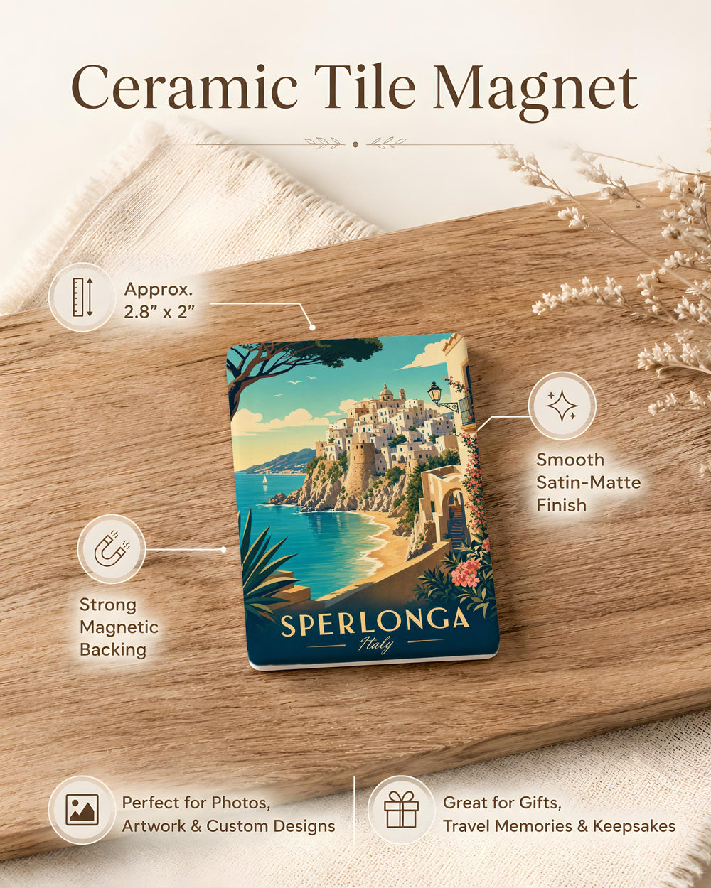 Sperlonga Italy Fridge Magnet, Sperlonga Travel Souvenir, Italian Coastal Town Landmark Magnet, Italy Vacation Keepsake Magnet