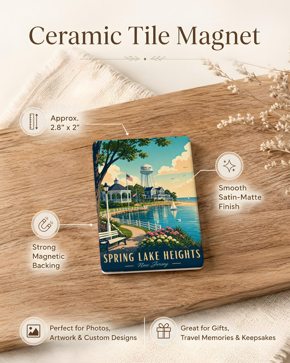 Spring Lake Heights NJ Fridge Magnet, New Jersey Shore Town Souvenir, Spring Lake Heights Travel Keepsake Magnet