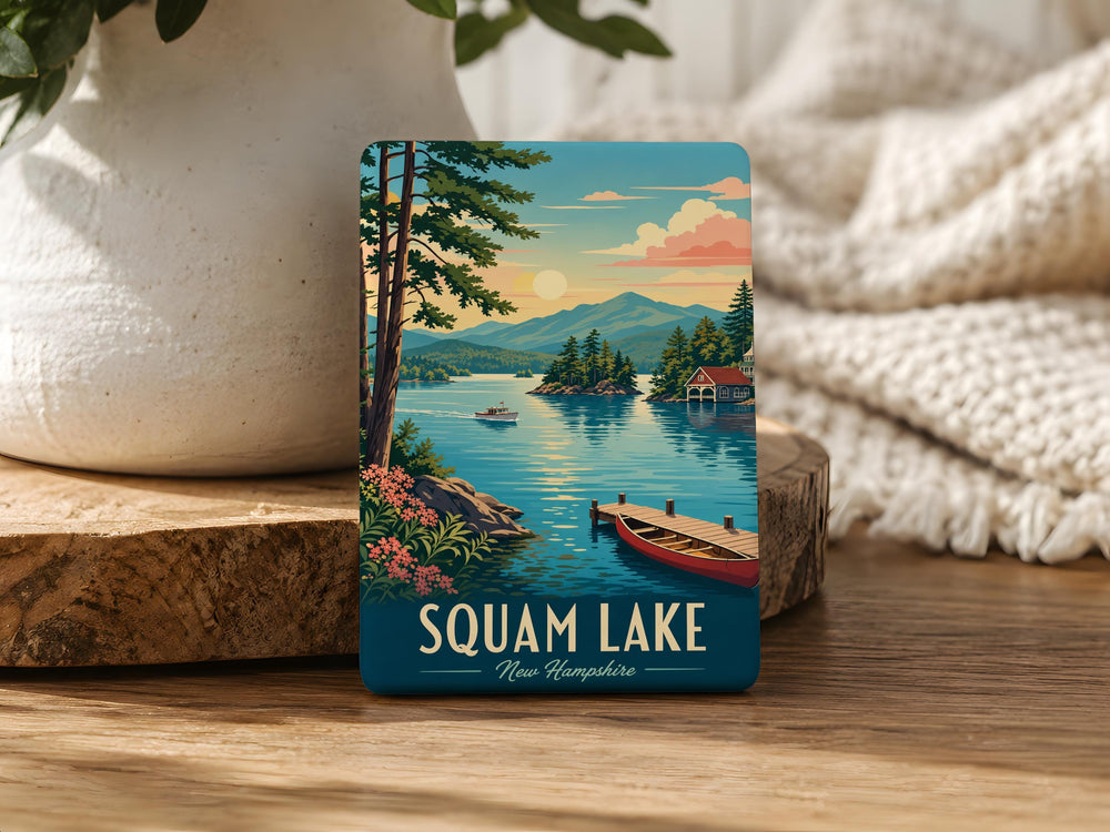 Squam Lake Fridge Magnet, New Hampshire Lake Souvenir, Squam Lakes Region Travel Gift, Lakeside Cabin & Boating Keepsake