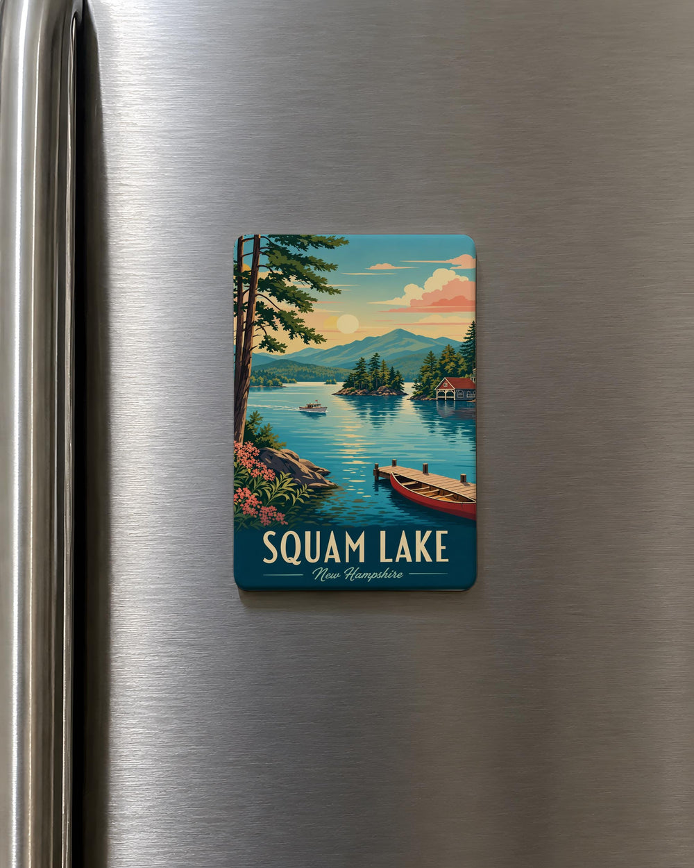 Squam Lake Fridge Magnet, New Hampshire Lake Souvenir, Squam Lakes Region Travel Gift, Lakeside Cabin & Boating Keepsake