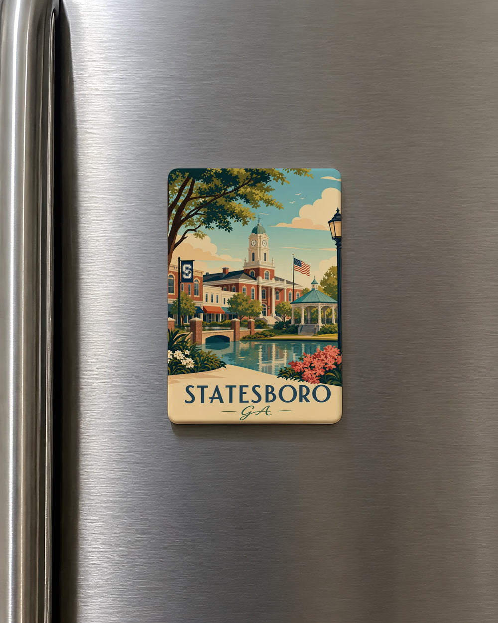 Statesboro GA Fridge Magnet, Statesboro Georgia Souvenir Magnet, Downtown Statesboro Landmark Travel Gift, USA City Magnet
