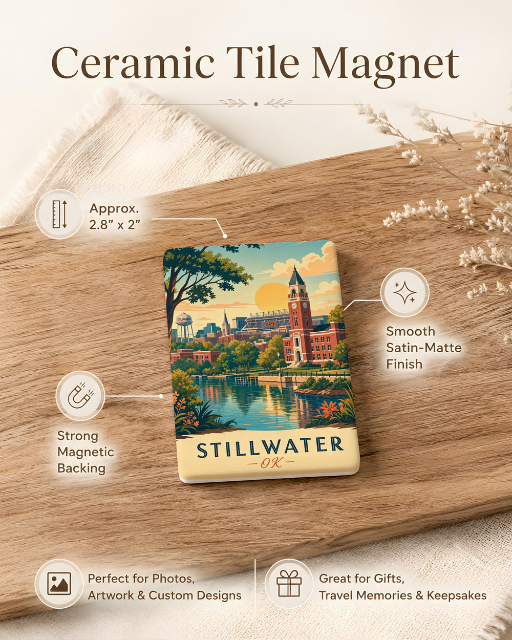 Stillwater OK Fridge Magnet, Stillwater Oklahoma Souvenir Magnet, Stillwater City Magnet, Oklahoma Travel Gift Magnet
