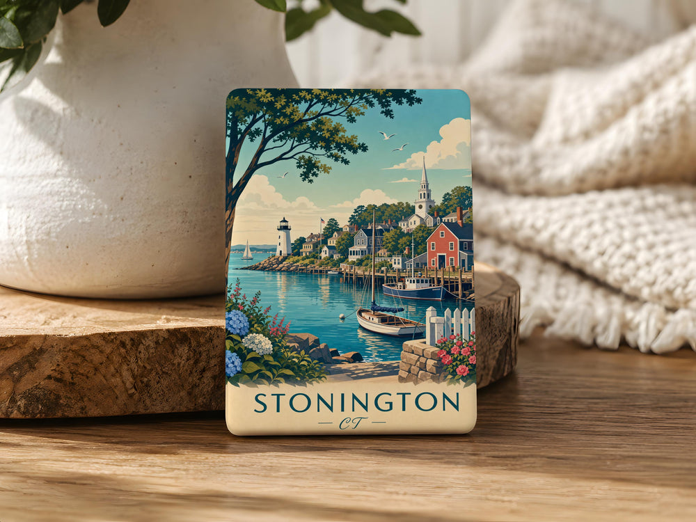 Stonington CT Fridge Magnet, Stonington Connecticut Souvenir Magnet, Coastal New England Town Travel Keepsake Magnet