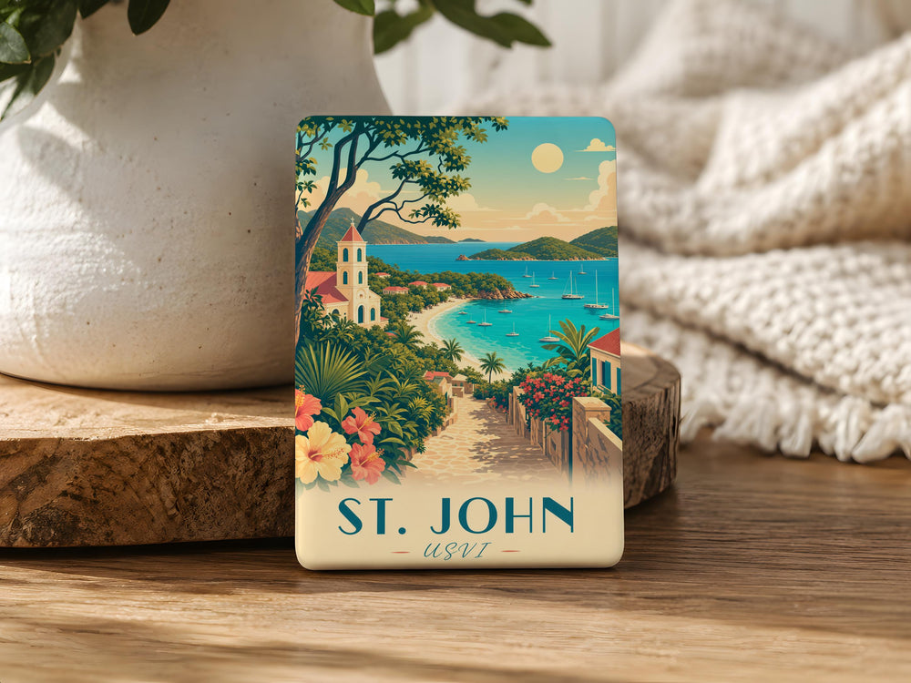 St. John USVI Fridge Magnet, Virgin Islands Travel Souvenir, Caribbean Island Keepsake, St John Vacation Gift
