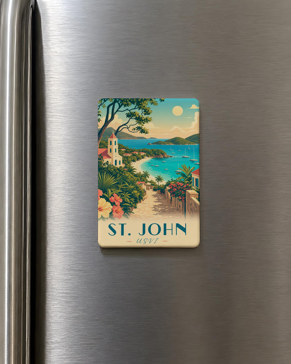 St. John USVI Fridge Magnet, Virgin Islands Travel Souvenir, Caribbean Island Keepsake, St John Vacation Gift