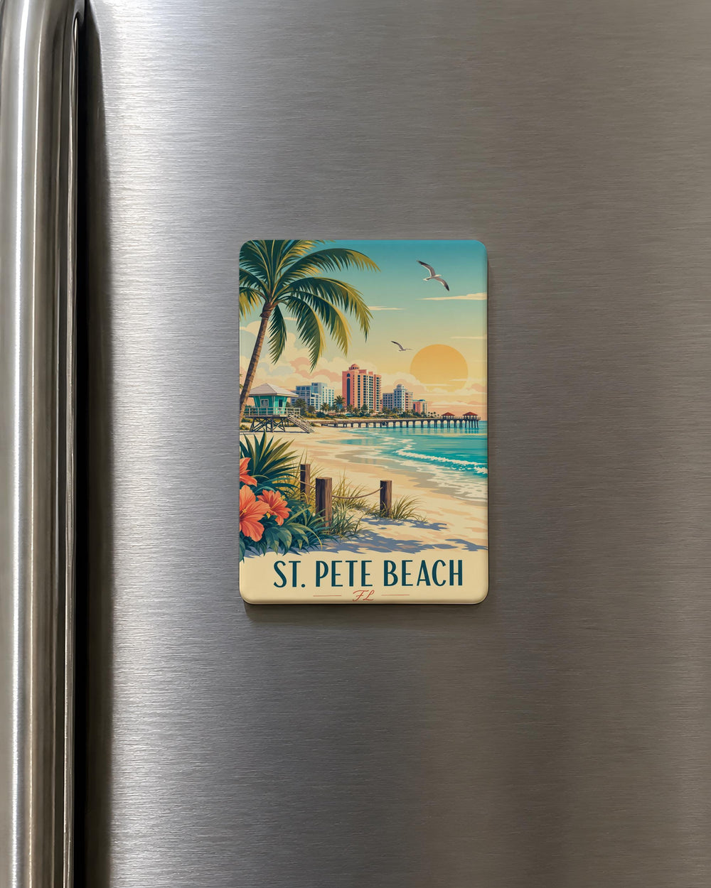 St Pete Beach FL Fridge Magnet, St. Petersburg Florida Beach Souvenir Magnet, Gulf Coast Travel Gift, Florida Vacation Keepsake