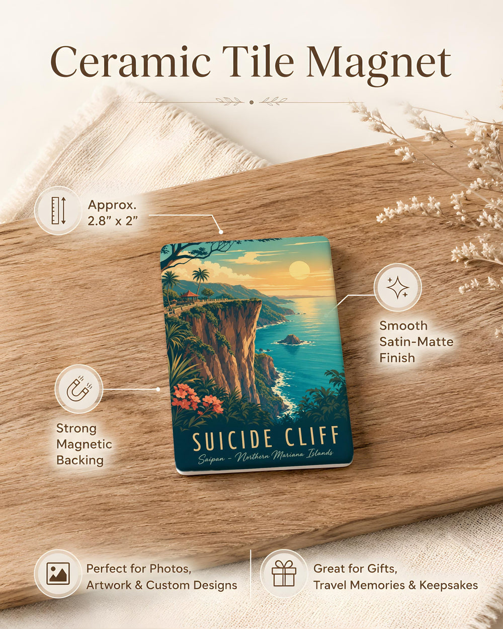 Suicide Cliff Fridge Magnet, Scenic Cliffside Landmark Souvenir Magnet, Coastal Cliff View Refrigerator Magnet