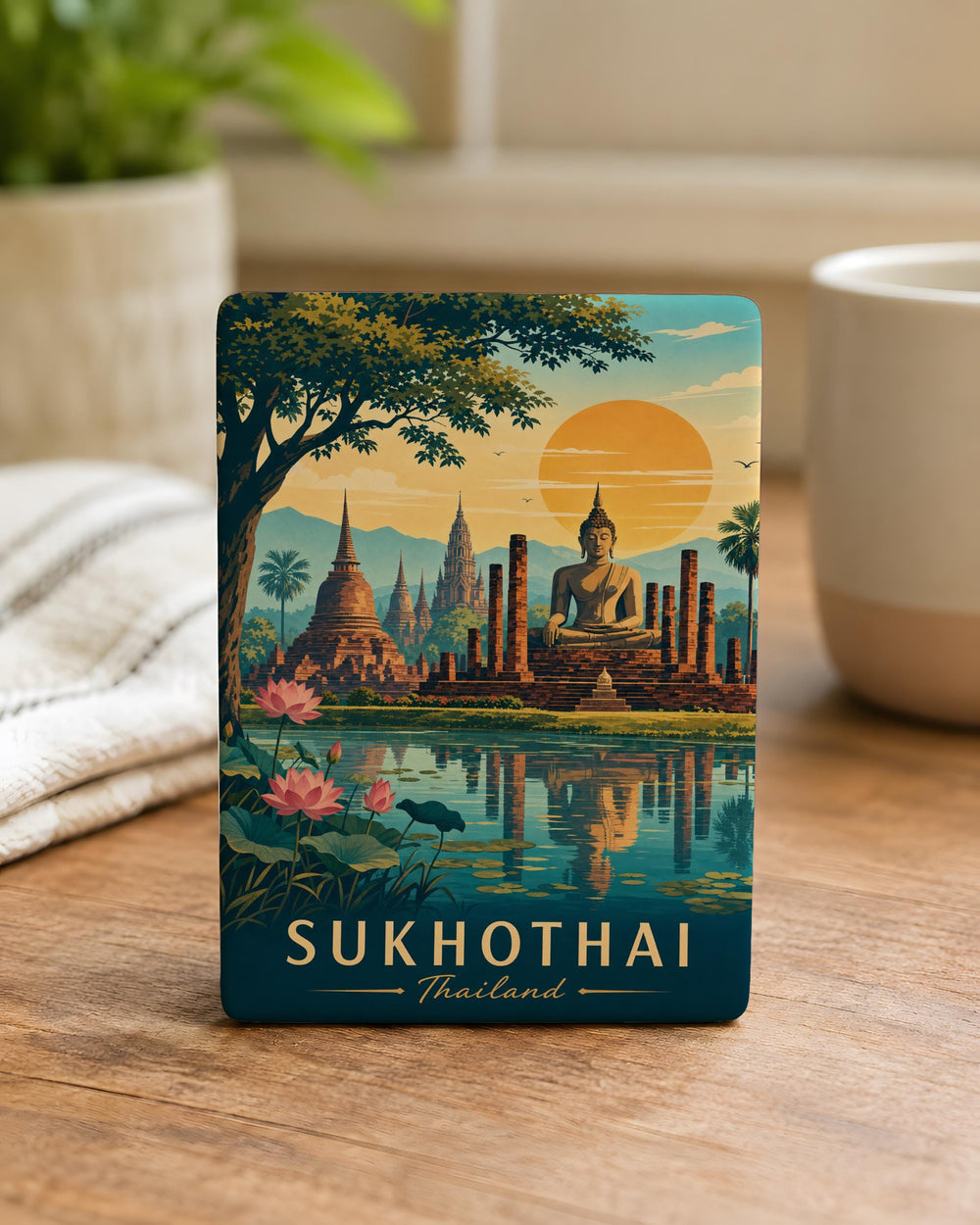 Sukhothai Thailand Fridge Magnet, Sukhothai Historical Park Souvenir Magnet, Thailand Travel Gift, Temple Landmark Magnet