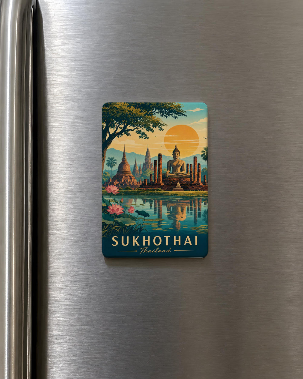 Sukhothai Thailand Fridge Magnet, Sukhothai Historical Park Souvenir Magnet, Thailand Travel Gift, Temple Landmark Magnet