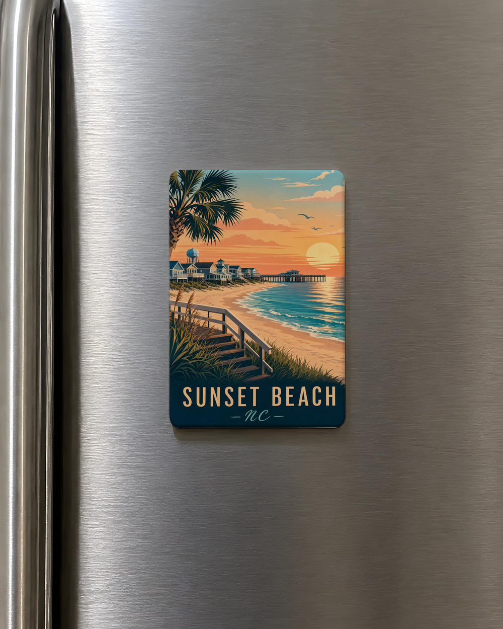 Sunset Beach NC Fridge Magnet, North Carolina Coastal Town Souvenir, Beach Vacation Keepsake, Oceanfront Travel Gift