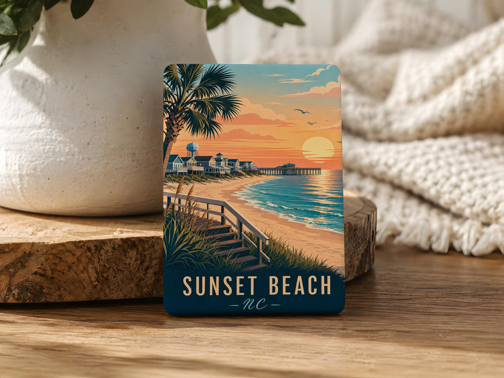 Sunset Beach NC Fridge Magnet, North Carolina Coastal Town Souvenir, Beach Vacation Keepsake, Oceanfront Travel Gift