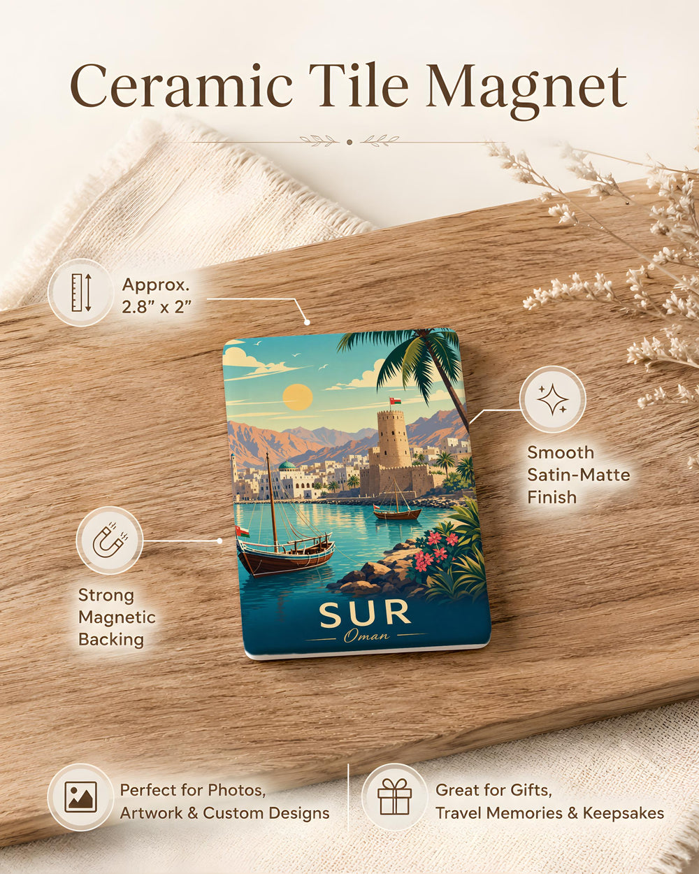 Sur Oman Fridge Magnet, Sur City Oman Souvenir Magnet, Oman Travel Gift, Middle East Destination Keepsake Magnet