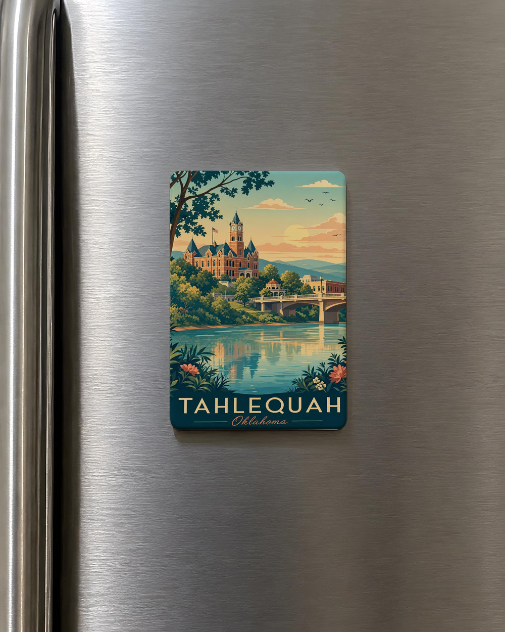 Tahlequah OK Fridge Magnet, Tahlequah Oklahoma Souvenir Magnet, Cherokee County Travel Keepsake Refrigerator Magnet