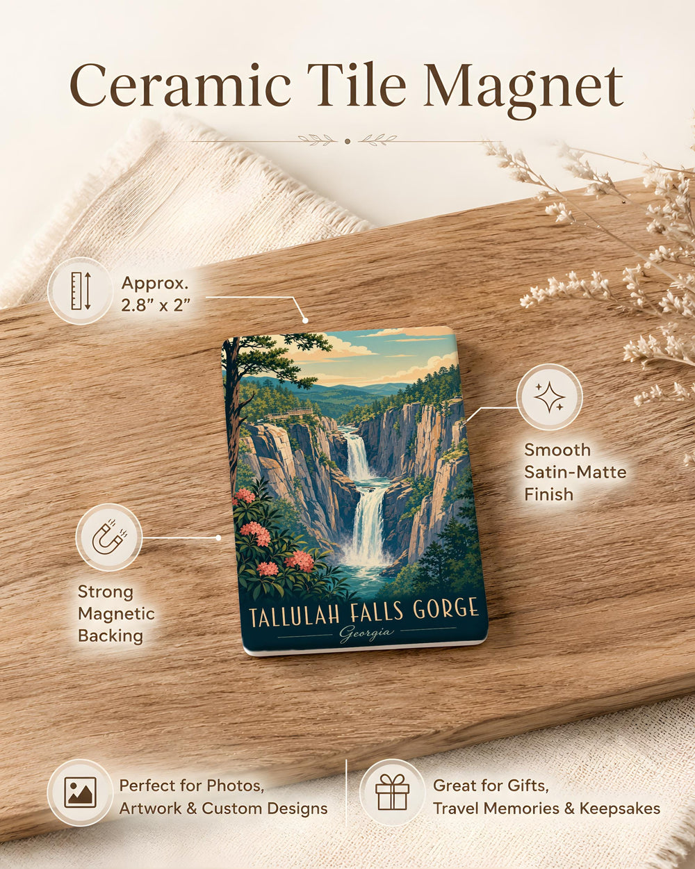 Tallulah Falls Gorge Fridge Magnet, Tallulah Gorge State Park Georgia Souvenir Magnet, Waterfall Canyon Travel Keepsake