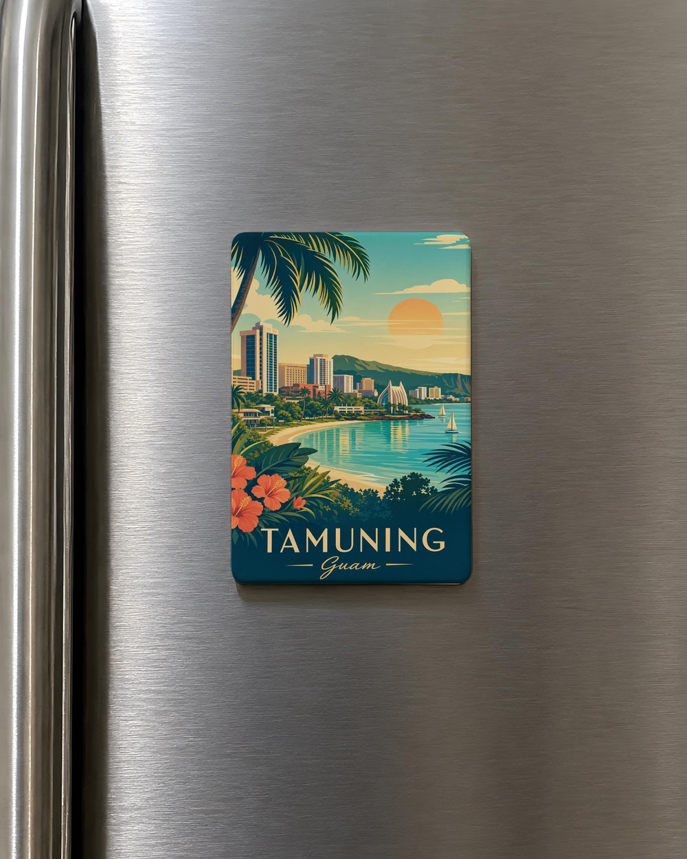 Tamuning Guam Fridge Magnet, Guam Souvenir Magnet, Tamuning Village Travel Gift, Island Keepsake Magnet, Guam Vacation Memory Magnet