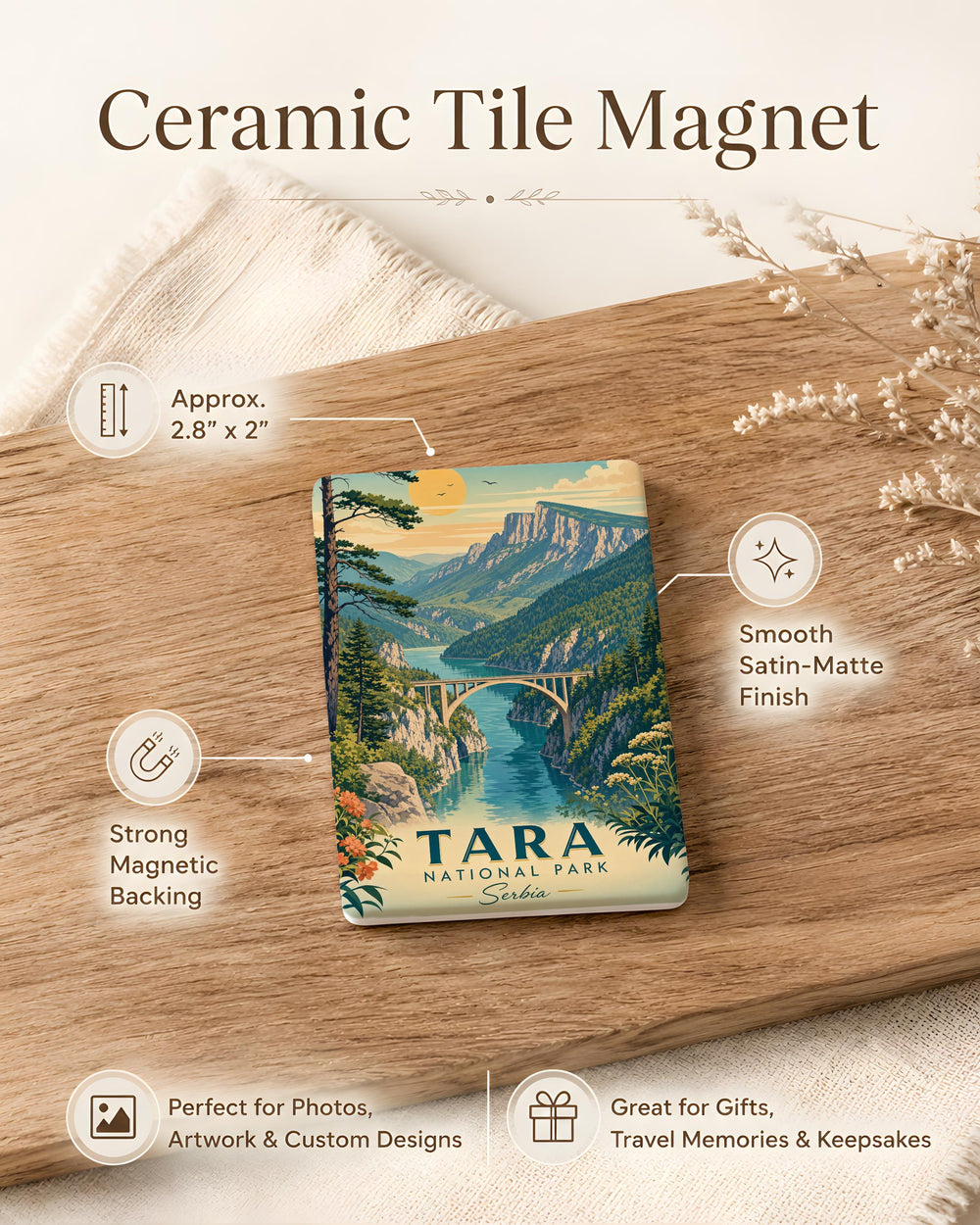 Tara National Park Fridge Magnet, Serbia Nature Souvenir, Mountain Forest Landscape Travel Keepsake Gift