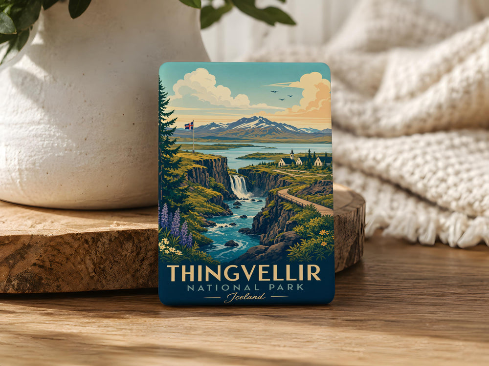 Thingvellir National Park Fridge Magnet, Iceland Travel Souvenir Magnet, Scenic Landmark Refrigerator Magnet