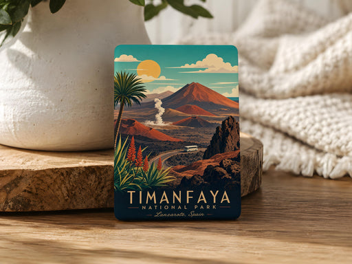 Timanfaya National Park Fridge Magnet, Lanzarote Canary Islands Souvenir Magnet, Spain Travel Landmark Refrigerator Magnet