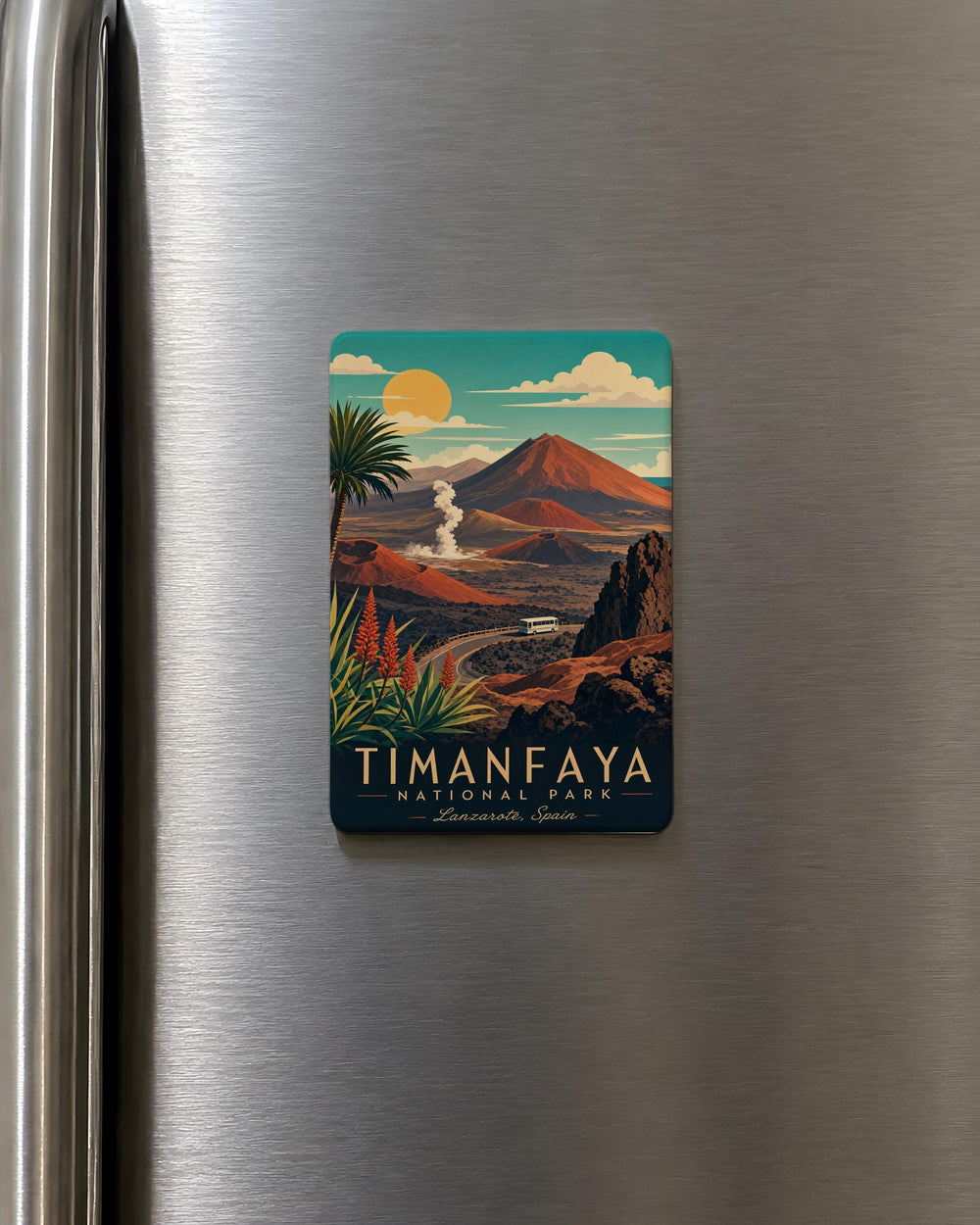 Timanfaya National Park Fridge Magnet, Lanzarote Canary Islands Souvenir Magnet, Spain Travel Landmark Refrigerator Magnet