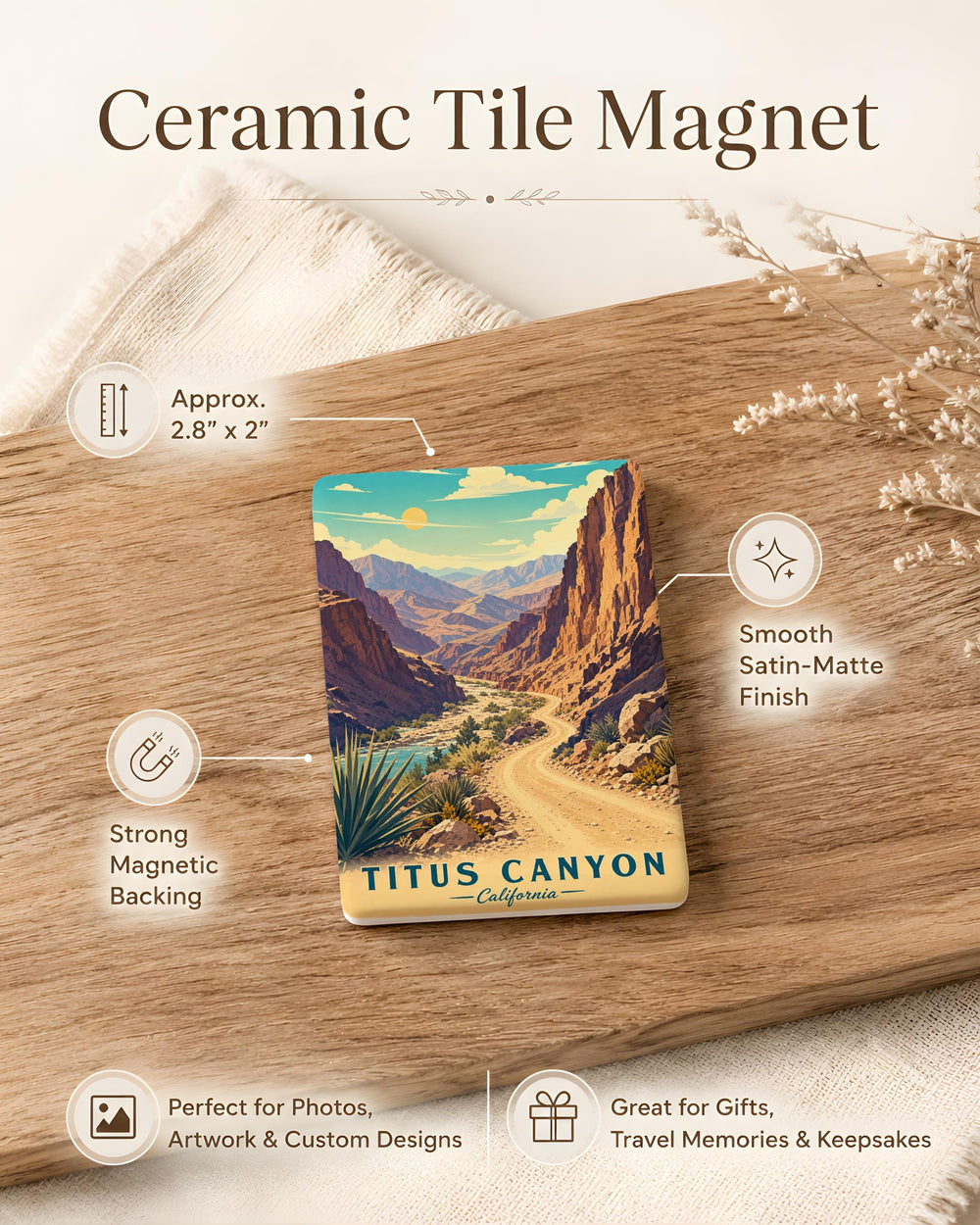Titus Canyon Fridge Magnet, Death Valley National Park Souvenir, Desert Canyon Landscape Gift, California Nevada Travel Keepsake
