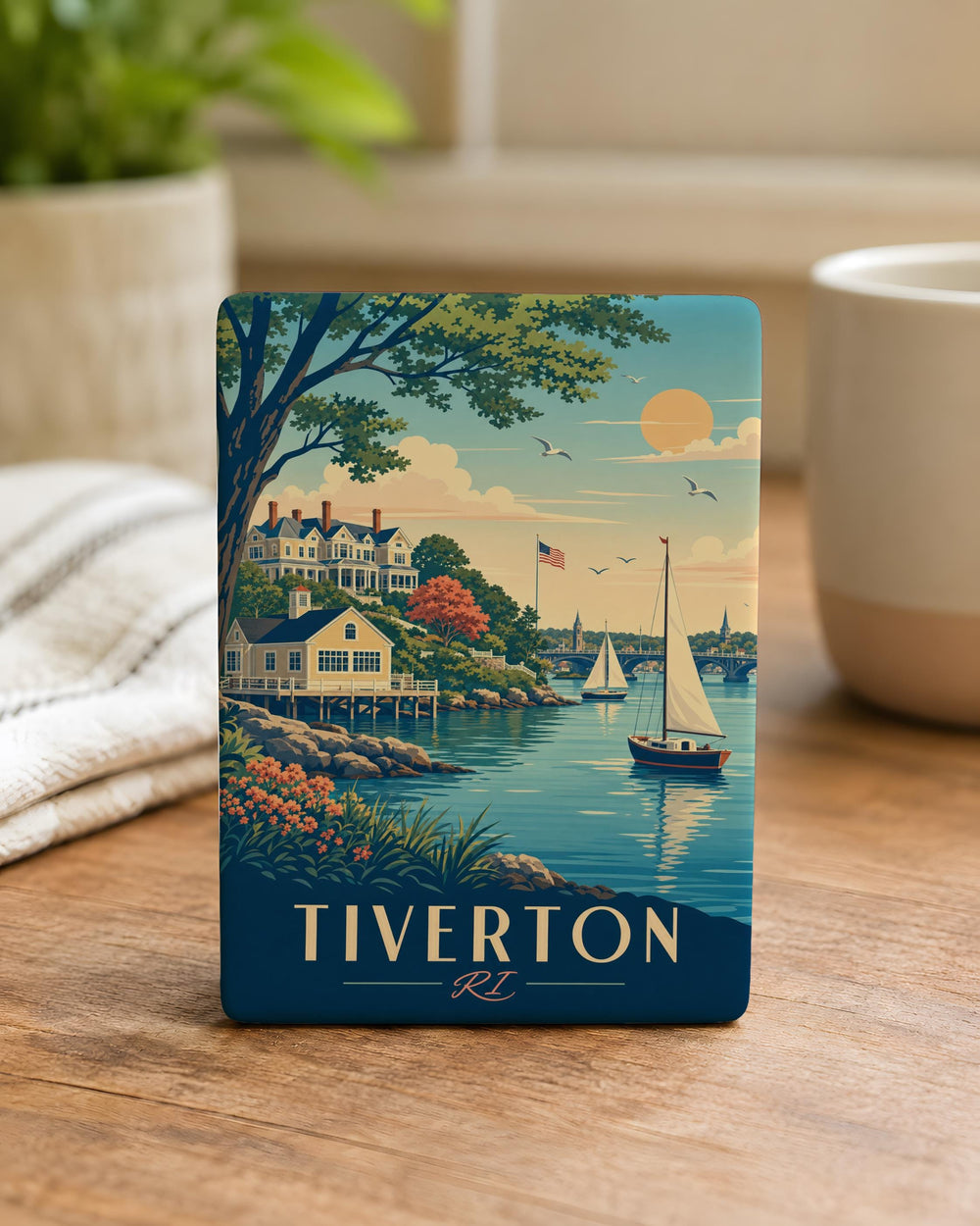 Tiverton RI Fridge Magnet, Tiverton Rhode Island Souvenir Magnet, Coastal New England Travel Keepsake Gift