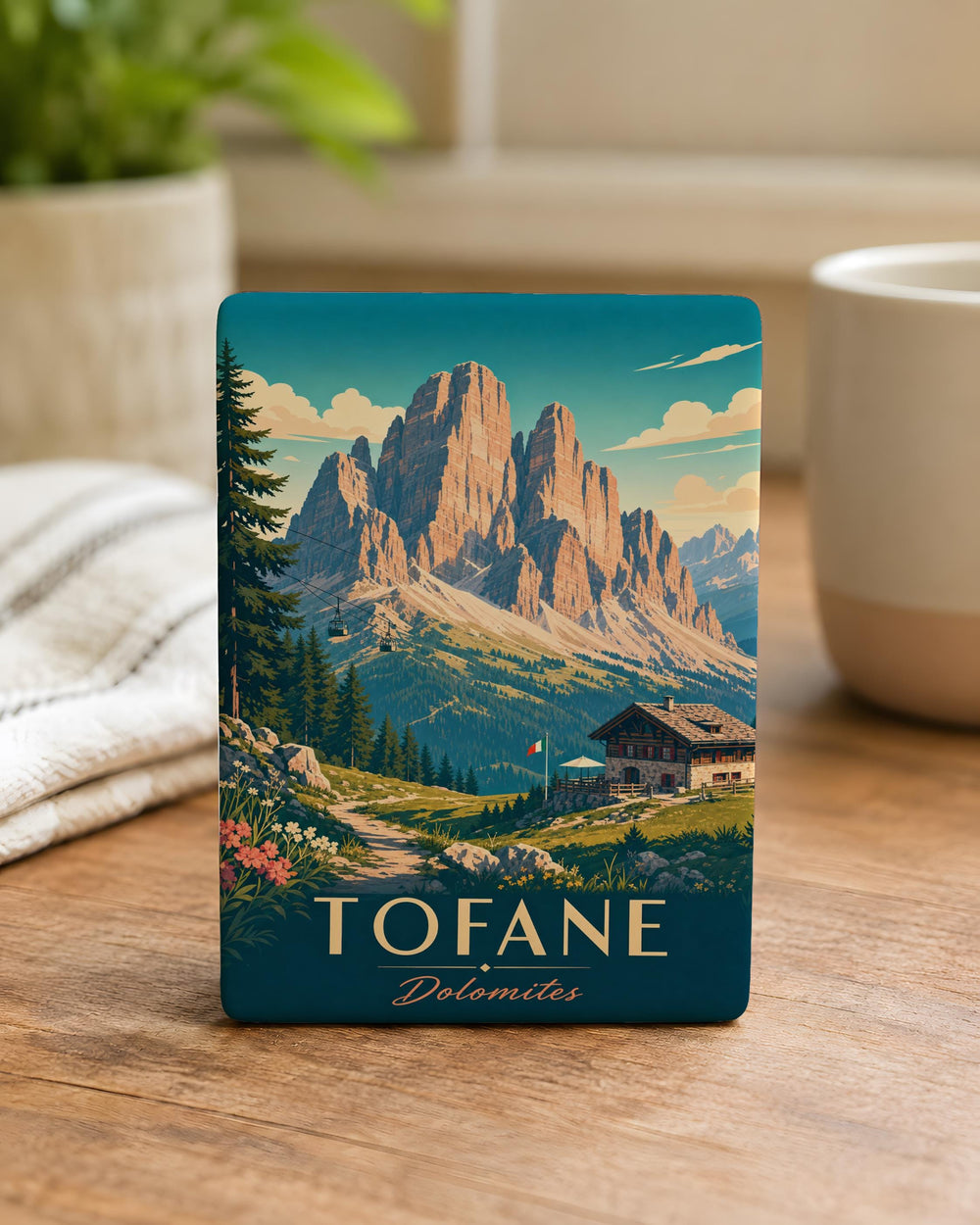 Tofane Dolomites Fridge Magnet, Italian Alps Mountain Peak Souvenir, Cortina d'Ampezzo Travel Gift, Italy Landmark Magnet