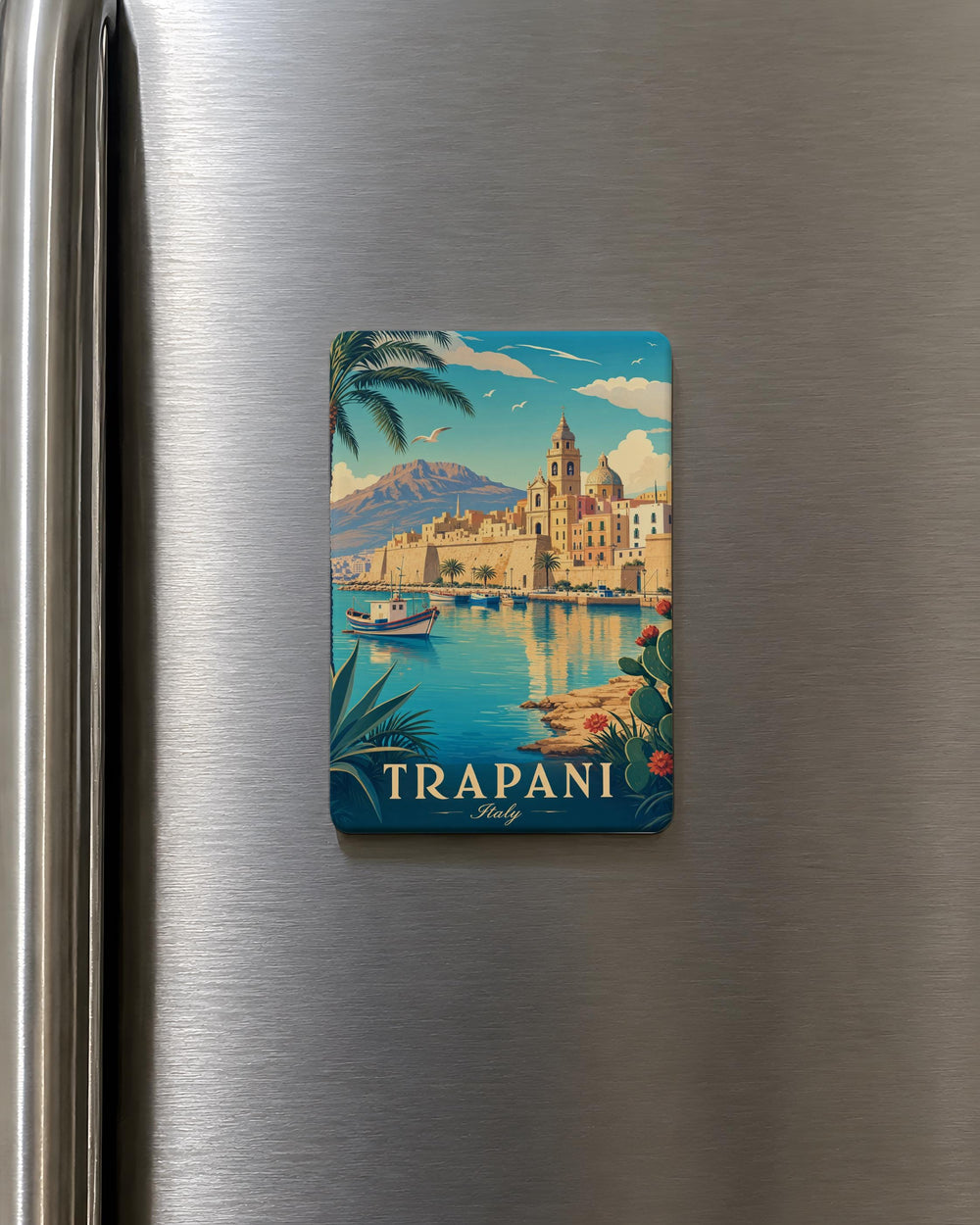 Trapani Italy Fridge Magnet, Sicily Souvenir Magnet, Trapani Travel Gift, Italian Coastal City Keepsake Magnet