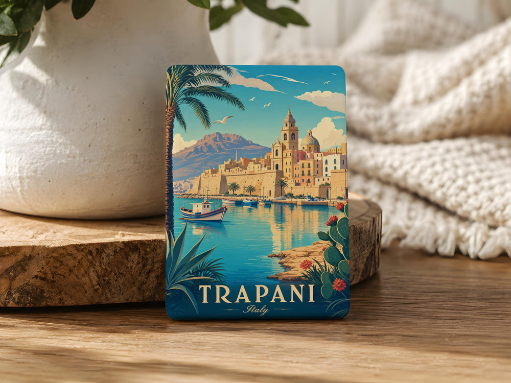 Trapani Italy Fridge Magnet, Sicily Souvenir Magnet, Trapani Travel Gift, Italian Coastal City Keepsake Magnet