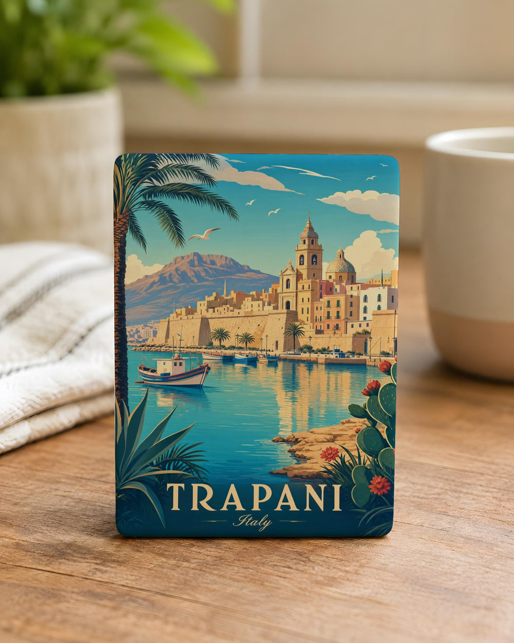 Trapani Italy Fridge Magnet, Sicily Souvenir Magnet, Trapani Travel Gift, Italian Coastal City Keepsake Magnet