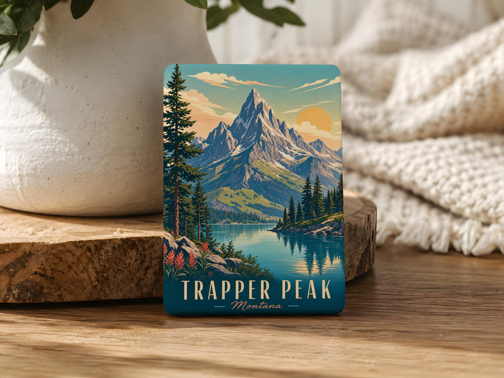 Trapper Peak Fridge Magnet, Montana Mountain Summit Souvenir Magnet, Glacier National Park Hiking Trail Keepsake Gift