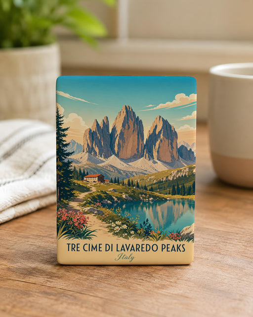 Tre Cime di Lavaredo Peaks Fridge Magnet, Dolomites Italy Mountain Landmark Souvenir Magnet, Alpine Travel Gift