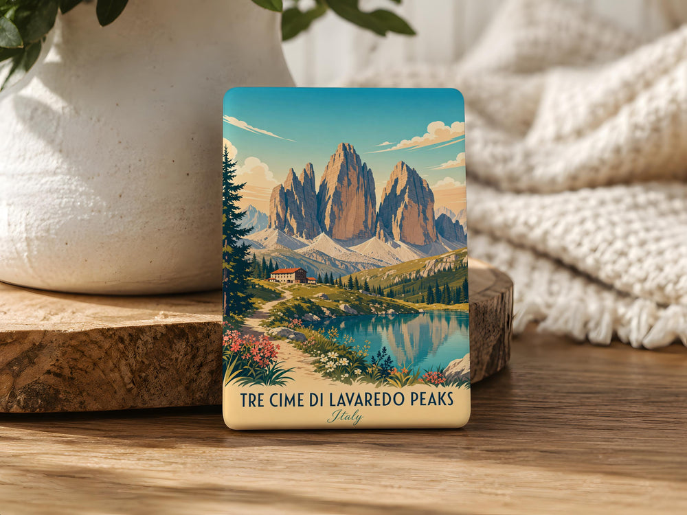 Tre Cime di Lavaredo Peaks Fridge Magnet, Dolomites Italy Mountain Landmark Souvenir Magnet, Alpine Travel Gift