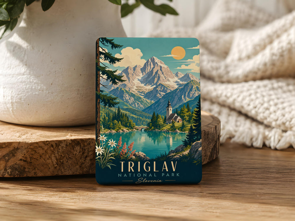 Triglav National Park Fridge Magnet, Slovenia Mountain Landscape Souvenir Magnet, Julian Alps Travel Keepsake Magnet